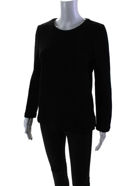 APC Womens Back Zip Long Sleeve Scoop Neck Sweater Black Wool Size XS