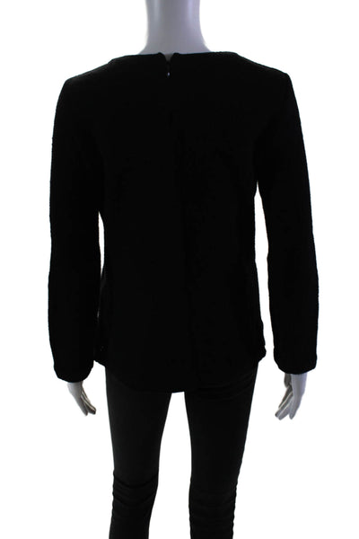 APC Womens Back Zip Long Sleeve Scoop Neck Sweater Black Wool Size XS