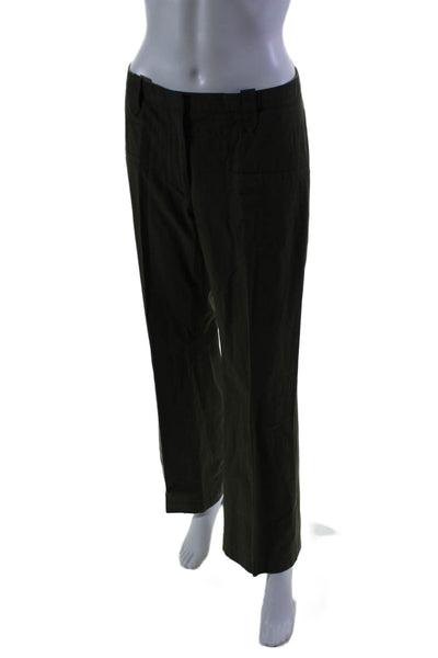 Altuzarra Womens Zipper Fly Mid Rise Pleated Straight Leg Pants Green Size IT 38