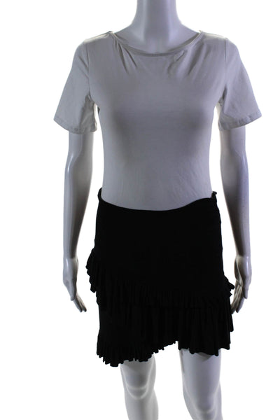 Altuzarra Womens Knit Ruffled Tiered Mini A Line Skirt Black Size Small