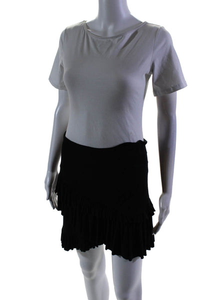 Altuzarra Womens Knit Ruffled Tiered Mini A Line Skirt Black Size Small