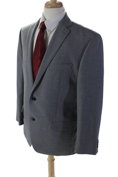 Michael Michael Kors Mens Plaid Print Double Vent Two Button Blazer Gray Size 42