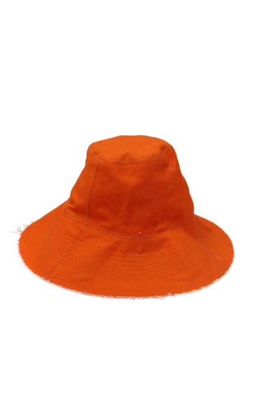 Kerri Rosenthal Womens Heart Pull On Bucket Hat Orange Cotton Size One Size