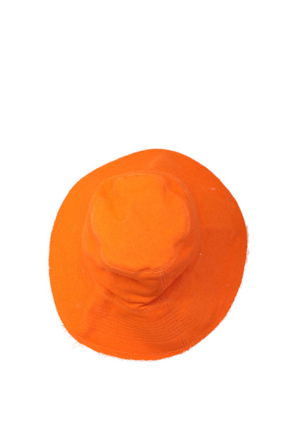 Kerri Rosenthal Womens Heart Pull On Bucket Hat Orange Cotton Size One Size