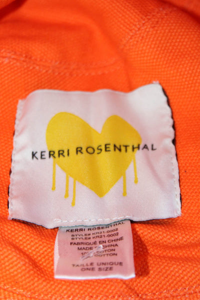 Kerri Rosenthal Womens Heart Pull On Bucket Hat Orange Cotton Size One Size