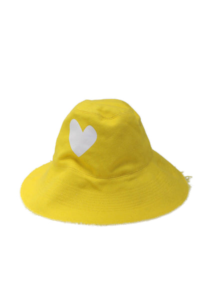 Kerri Rosenthal Womens Pull On Bucket Hat Sunshine Yellow Cotton Size One Size