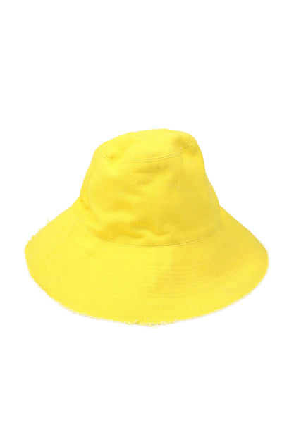 Kerri Rosenthal Womens Pull On Bucket Hat Sunshine Yellow Cotton Size One Size