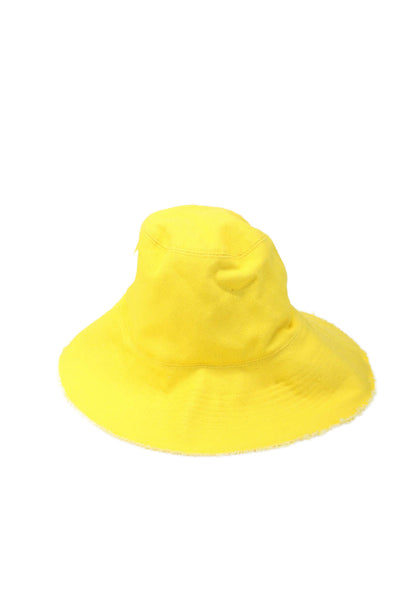 Kerri Rosenthal Womens Pull On Bucket Hat Sunshine Yellow Cotton Size One Size