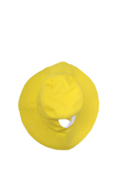 Kerri Rosenthal Womens Pull On Bucket Hat Sunshine Yellow Cotton Size One Size