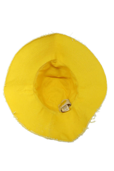 Kerri Rosenthal Womens Pull On Bucket Hat Sunshine Yellow Cotton Size One Size