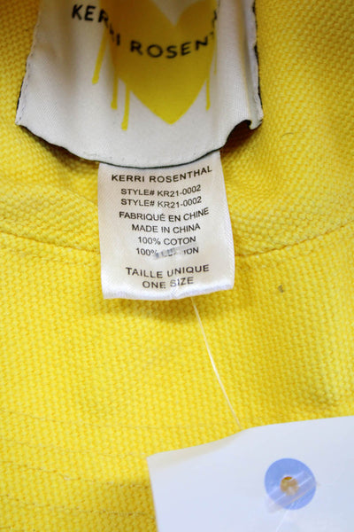 Kerri Rosenthal Womens Pull On Bucket Hat Sunshine Yellow Cotton Size One Size