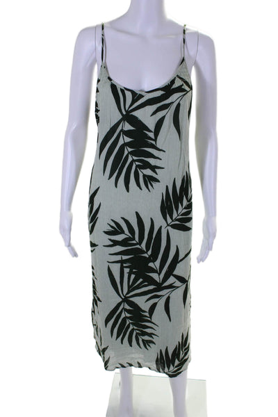 Michael Stars Womens Leaf Print V Neck Sleeveless Maxi Dress Green Size Medium