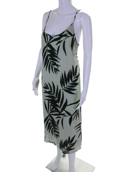 Michael Stars Womens Leaf Print V Neck Sleeveless Maxi Dress Green Size Medium