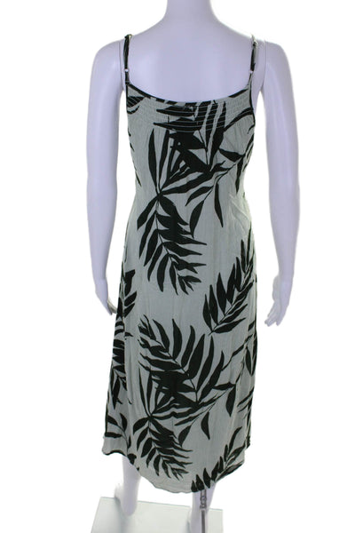 Michael Stars Womens Leaf Print V Neck Sleeveless Maxi Dress Green Size Medium