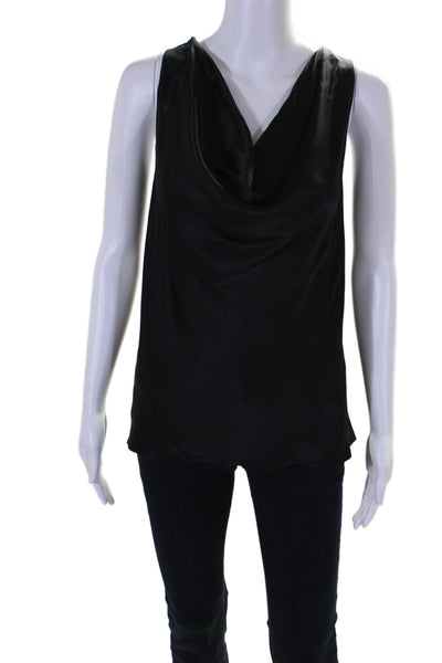 Nicole Miller Collection Womens Silk Cowl Neck Tank Top Black Size Large