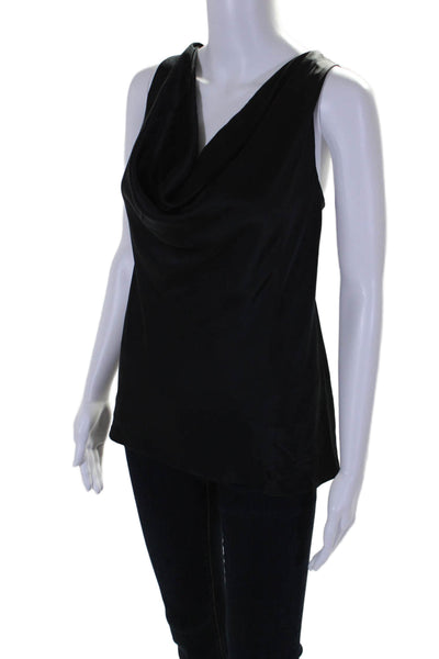 Nicole Miller Collection Womens Silk Cowl Neck Tank Top Black Size Large