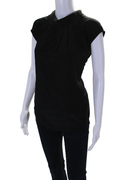 Joie Womens Silk High Neck Pleated Sleeveless Tank Top Black Size Large