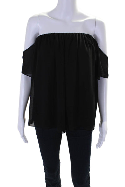 T Bags Los Angeles Women's Off The Shoulder Short Sleeves Blouse Black Size S