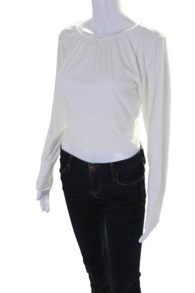 BB Dakota Steve Madden Womens Round Neck Long Sleeves Ribbed Blouse Beige Size S