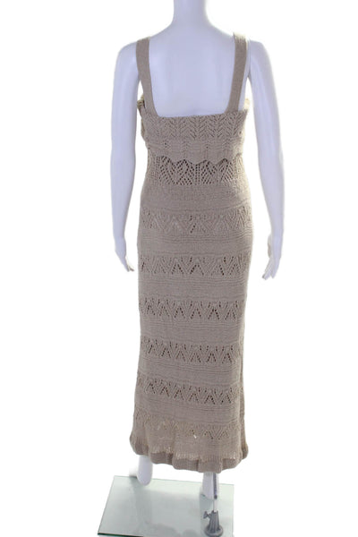 Aqua Women's Square Neck Sleeveless Fitted Maxi Sweater Dress Beige Size S