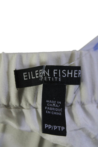 Eileen Fisher Womens Silk Elastic Waistband Long Tapered Trousers White Size PP