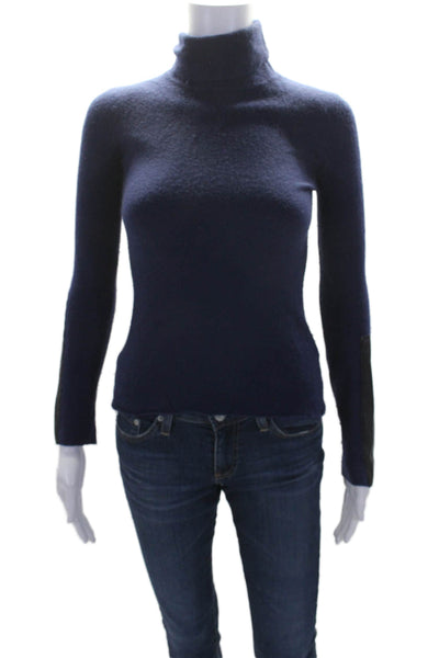 Woolly Minded Womens Long Sleeve Turtleneck Sweater Blue Wool Size XS