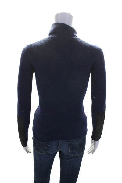 Woolly Minded Womens Long Sleeve Turtleneck Sweater Blue Wool Size XS