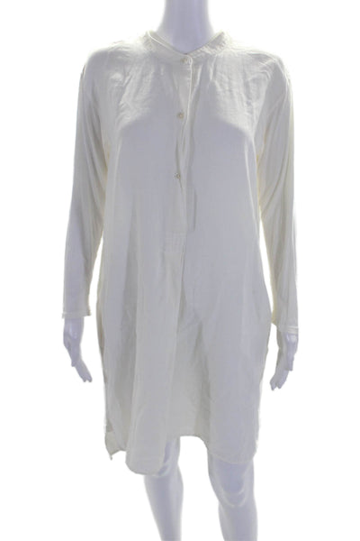 Standard James Perse Womens Cotton White Henley Long Sleeve Shirt Dress Size 4