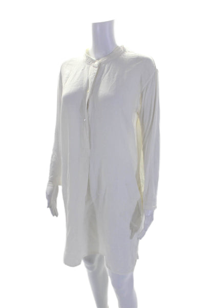 Standard James Perse Womens Cotton White Henley Long Sleeve Shirt Dress Size 4