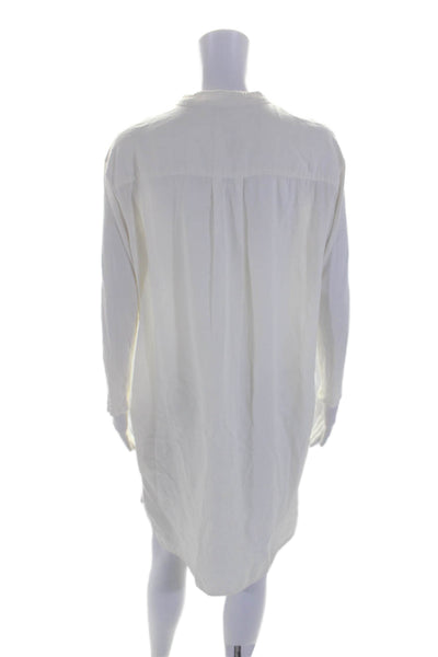 Standard James Perse Womens Cotton White Henley Long Sleeve Shirt Dress Size 4