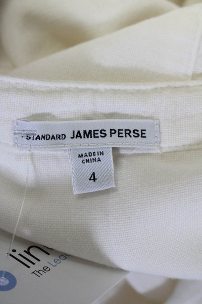 Standard James Perse Womens Cotton White Henley Long Sleeve Shirt Dress Size 4