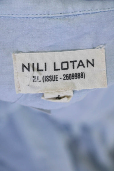 Nili Lotan Womens Cotton Light Blue Collar Cap Sleeve Blouse Top Size S