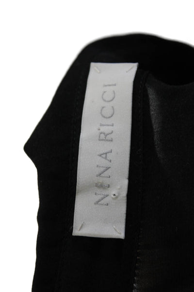 Nina Ricci Womens Silk Short Sleeve Relaxed Fit Shirt Dress Black Size 36