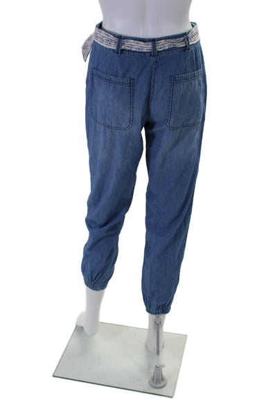 Rebecca Taylor Womens Cotton High Rise Belted Relaxed Fit Jeans Blue Size 0