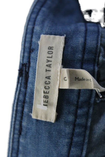 Rebecca Taylor Womens Cotton High Rise Belted Relaxed Fit Jeans Blue Size 0