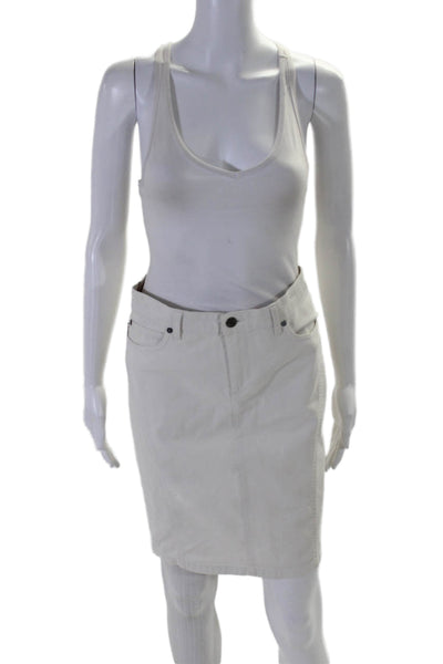 Burberry Womens Cotton Twill Knee Length 5 Pocket Skirt White Sze 4