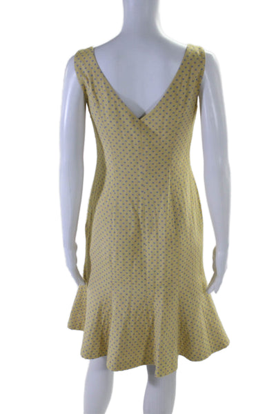 Moschino Cheap & Chic Womens Polka Dot V Neck Pencil Dress Yellow Size 6