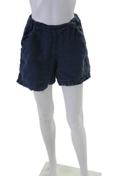 CP Shades Womens Elastic Waist Sailors Shorts Linen Blue Size Small