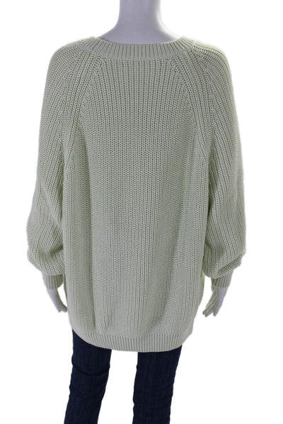 Tory Sport Womens Crew Neck Long Sleeve Thick Knit Sweater Green Small