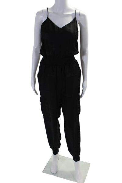 Cinq A Sept Womens Stretch Waist V-Neck Sleeveless Jumpsuit Black Size XXS