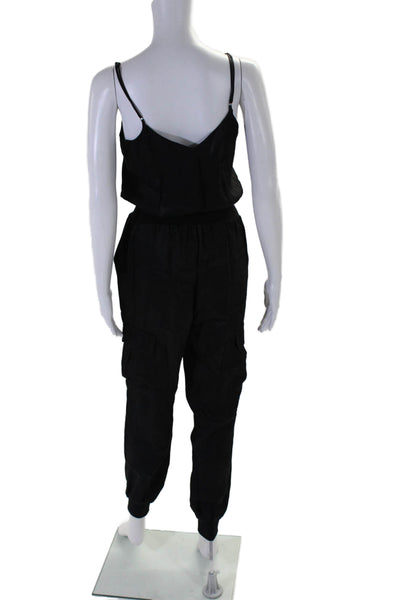 Cinq A Sept Womens Stretch Waist V-Neck Sleeveless Jumpsuit Black Size XXS