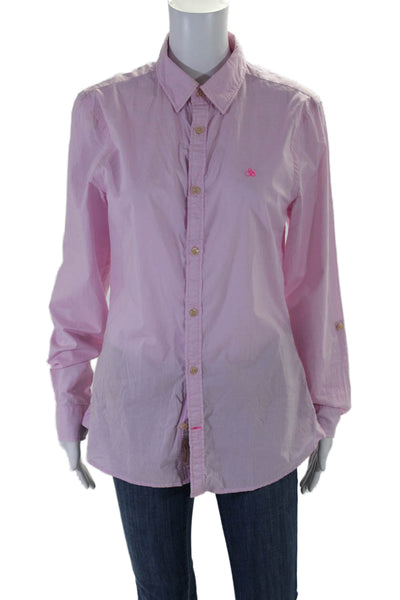 Scotch And Soda Womens Cotton Collared Buttoned Long Sleeve Top Pink Size S