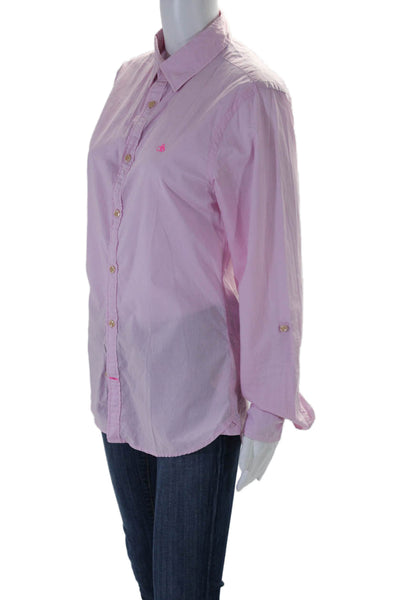 Scotch And Soda Womens Cotton Collared Buttoned Long Sleeve Top Pink Size S