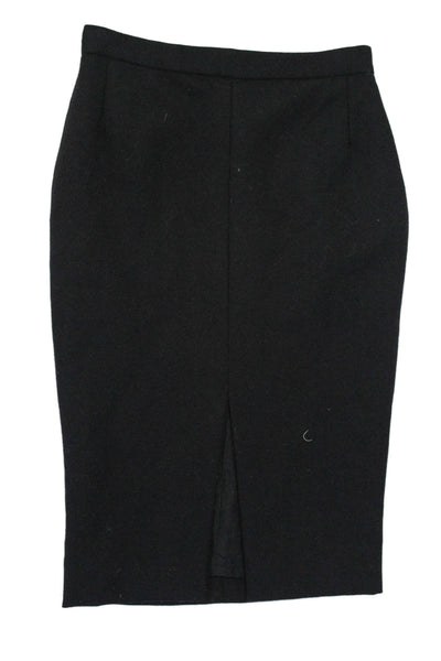 Lanvin Womens Wool Split Hem Back Zip Knee Length Pencil Skirt Black Size 34IT