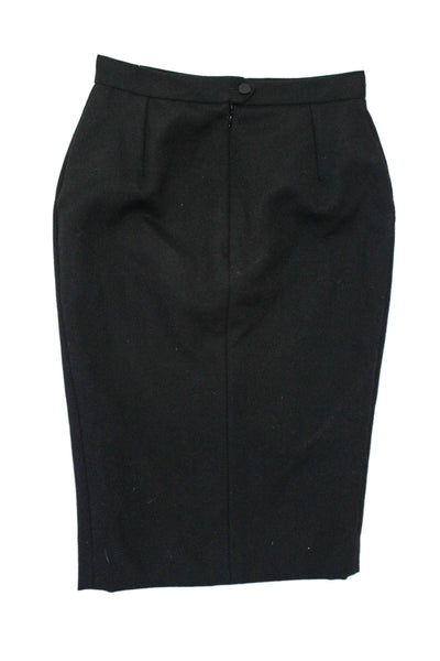 Lanvin Womens Wool Split Hem Back Zip Knee Length Pencil Skirt Black Size 34IT