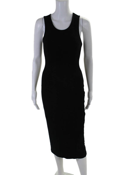 Marine Layer Womens Sleeveless Scoop Neck Ribbed Midi Dress Black Size XS