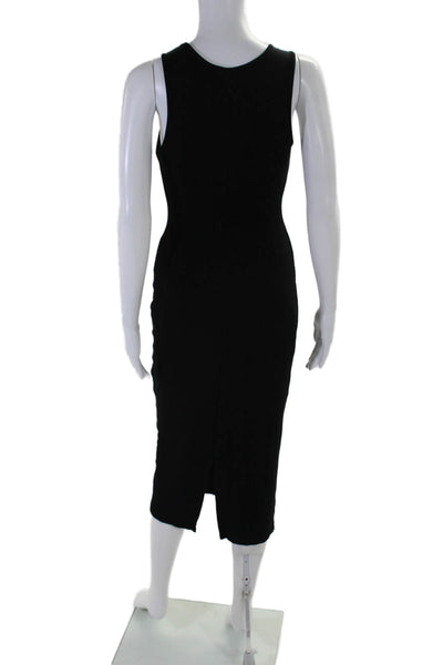 Marine Layer Womens Sleeveless Scoop Neck Ribbed Midi Dress Black Size XS