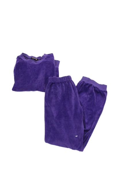 Kondi Girls Cotton Velvet pullover sweatshirt Matching Bottoms Set Purple Size 1