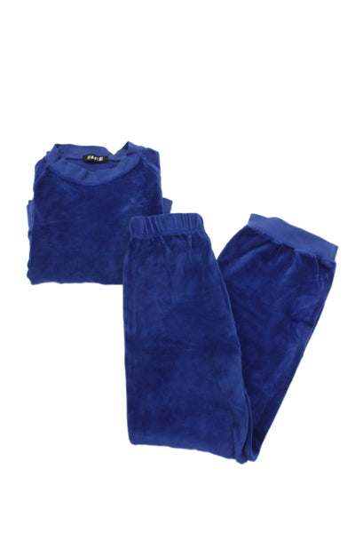 Kondi Girls Cotton Velvet pullover sweatshirt Matching Bottoms Set Blue Size 10