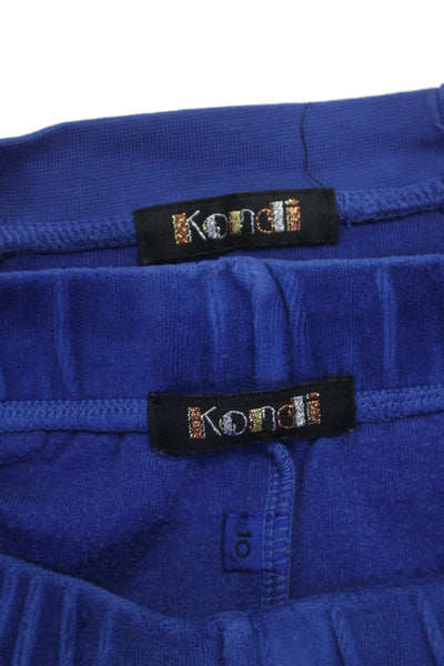 Kondi Girls Cotton Velvet pullover sweatshirt Matching Bottoms Set Blue Size 10